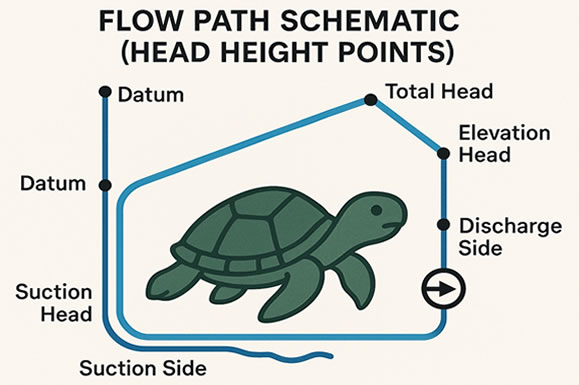 Flow path schematic (head height points) 