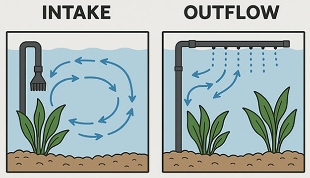 Intake vs Outflow (spray bar orientation) 
